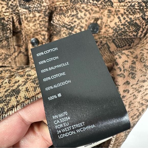 Free People Brown Snake Print Button Front Denim Trucker Jacket Size M - Picture 12 of 15
